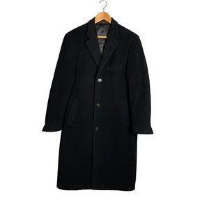 Lauren Ralph Lauren Men's 36r Wool Cashmere Trench Coat Black Button Front Pocke